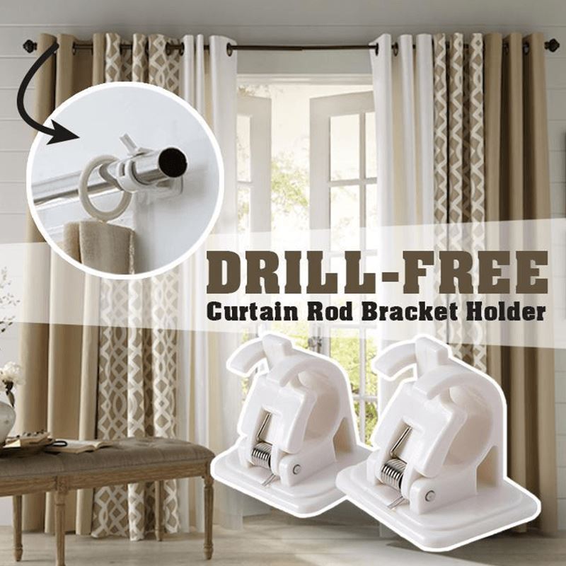 Nail-free Adjustable Rod Bracket Holders (Set of 2)